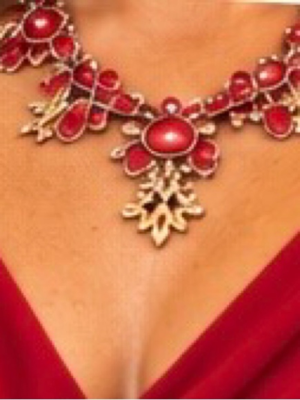 Red Statement Floral Pendant Necklace - Brand
